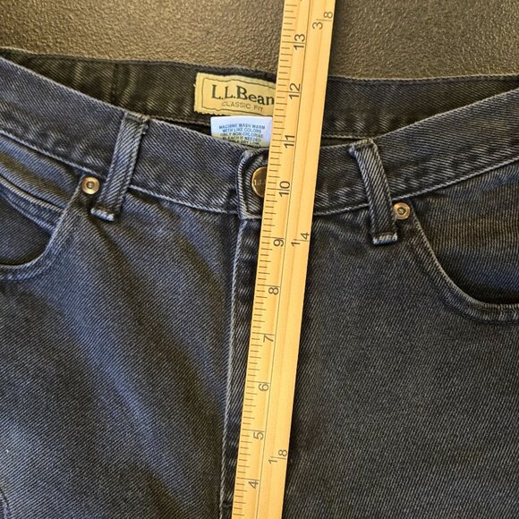 Vintage Mom 90s L.L. Bean 28 High Rise Faded Distressed Black Denim Jeans Tapere - Picture 10 of 12
